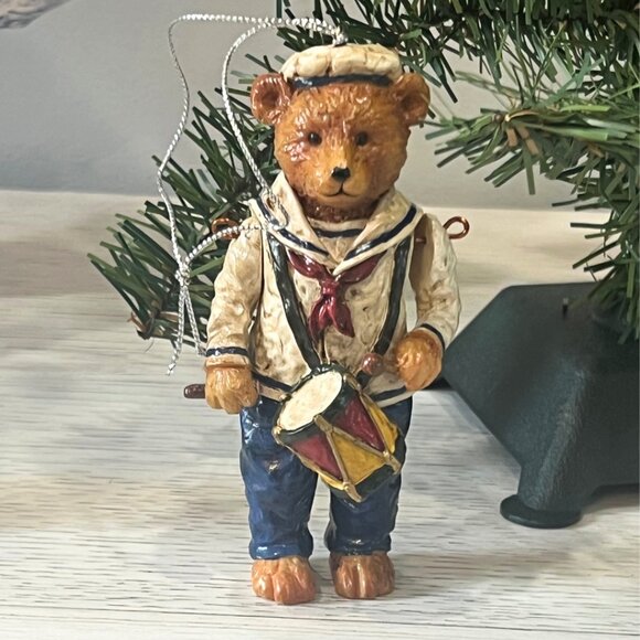 Vintage Lot Teddy Bear Ornaments Hallmark Kurt Adler Sailor Plush Old World - Picture 13 of 15